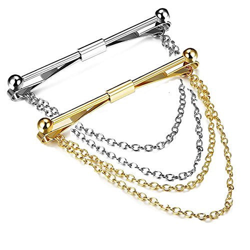 Tie Collar Bar Pin Set for Men Classic Collar Clip Set of 2 - style: Style 1