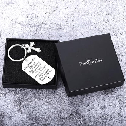 Confirmation Gifts for Teenage Girls Boys Confirmation Sponsor Gift for Women Men Catholic Teen Boys Girls Faith Fathers Day Religious Bible Verse Keychain Baptism 1st Communion Easter Basket Stuffers