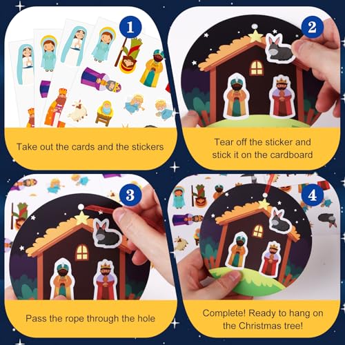 FaCraft Christmas Crafts Sticker for Kids 24pcs Make a Nativity Scene Craft - color: C-24pcs
