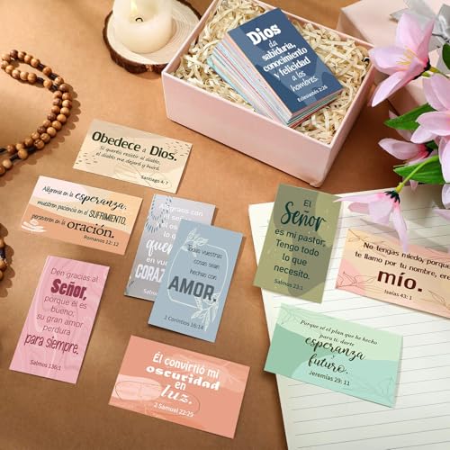 240 Pcs Spanish Bible Verse Cards Greeting Christian,Boho - style: Boho