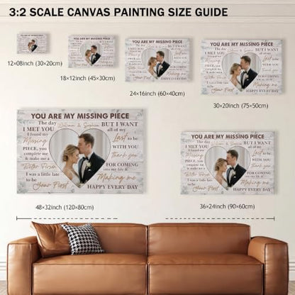 Ipplee Custom Couples Framed Canvas Print, You Are My Missing Piece - color: Design07