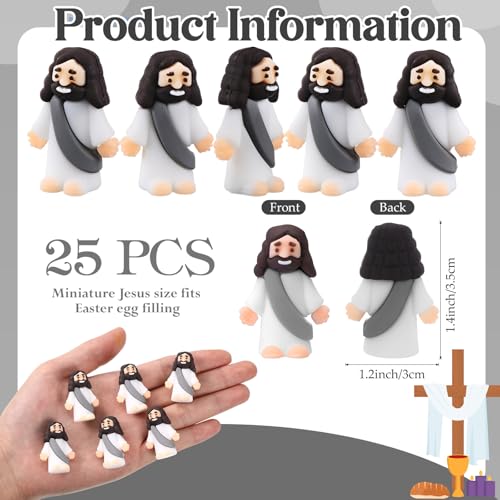 Bememo 25Pcs Mini Jesus Figure for Religious Favor,Gray - color: Gray