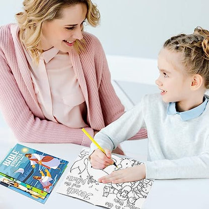 Haooryx Christian Bible Story DIY Coloring Book Mini Booklet Craft for Kids