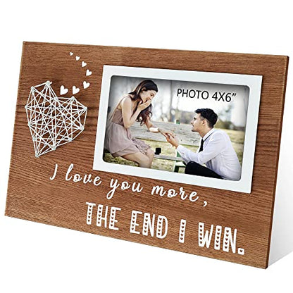 EXQUIDECA I Love You More The End I Win Romantic Picture Frame 4x6 Inches - color: walnut lover