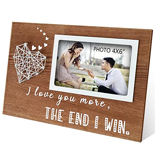 EXQUIDECA I Love You More The End I Win Romantic Picture Frame 4x6 Inches - color: walnut lover