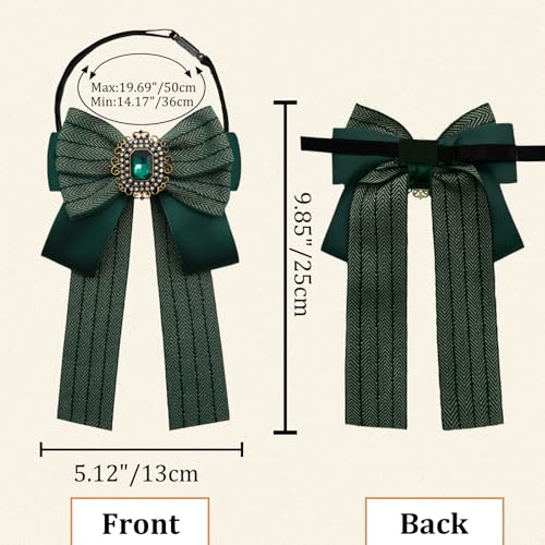 Womens Bow Tie Adjustable Rhinestone Bowtie for Women Ladies Girls Pre-tied Womens Tie for Shirt Suit Uniform - color: Green-strap