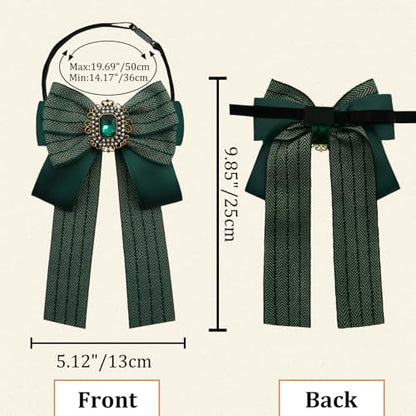 Womens Bow Tie Adjustable Rhinestone Bowtie for Women Ladies Girls Pre-tied Womens Tie for Shirt Suit Uniform - color: Green-strap