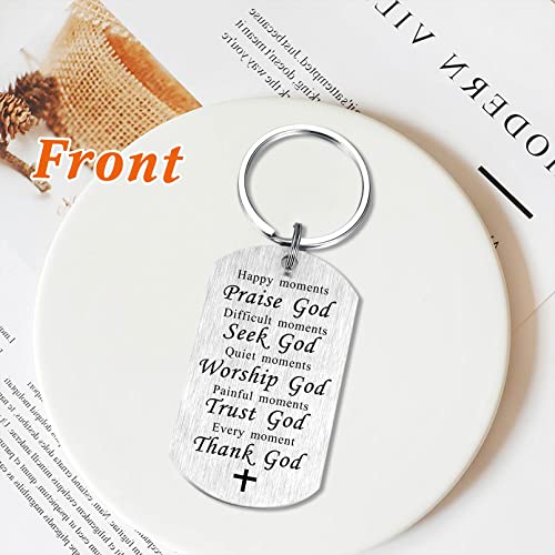 SOUSYOKYO Religious Keychain Christian Gift for Women Men, Godly Ideas, Thank God Spiritual, Bible Verse Healing, Religion Halloween Christmas