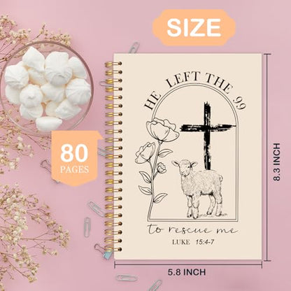 Christian Jesus Spiral Bible Notebook for Women,Christian Gifts,He Left the 99 to Rescue Me Lamb Journal, Jesus Christian Gifts for Women, Prayer Journal for Women,A5 Spiral Hardcover 5.5x8.3 - color: Christian Jesus