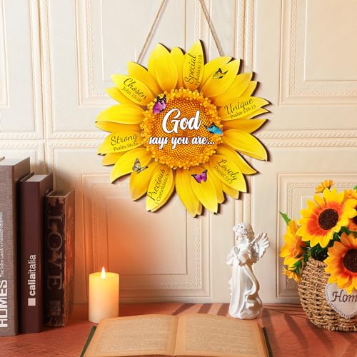 Panelee Christain Sunflower Wooden Hanging Decor for Kitchen Door - style: Sunflower