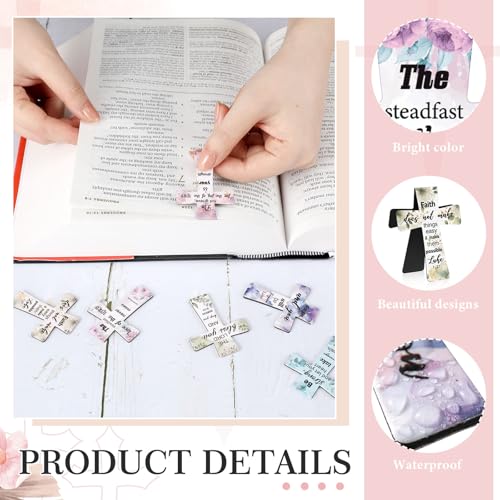 Resurhang 48 Pcs Magnetic Bookmark Cross Bible Verse Marker, Watercolor - style: Watercolor