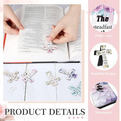 Resurhang 48 Pcs Magnetic Bookmark Cross Bible Verse Marker, Watercolor - style: Watercolor