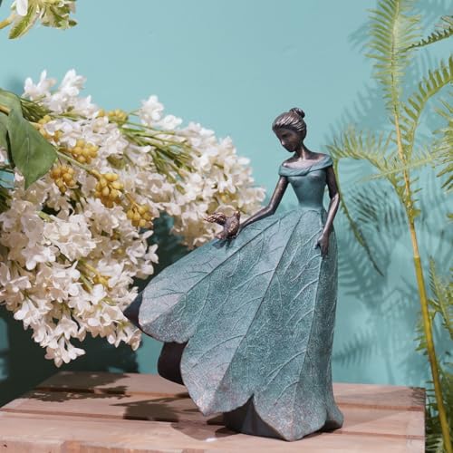 Guichifun Fairy Statue Leaf Angel Girls Gardening Gifts for Women - color: Green-bird, size: Small