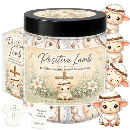 Positive Lamb of Hope - 60 Empowering Bible Verse Prayer Cards, Religious Catholic & Christian Gifts for Women, Men, and Teens for Birthday, Graduation, Confirmation, Baptism Gifts For Girl & Boys - color: Positive Lamb