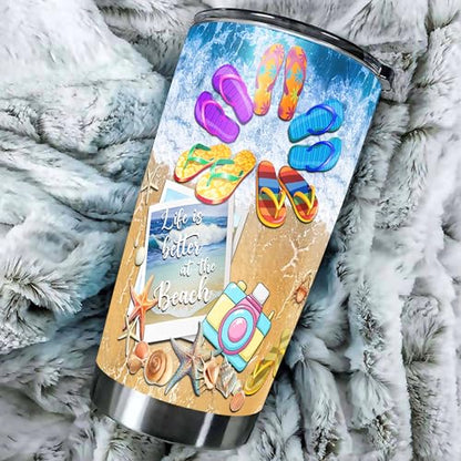 Personalized Beach Tumbler Girls Weekend Insulated cups Travel Purity Life Coffee Mug Cup with Lids Stainless Steel 20 30 Oz Gifts for Women Girls Friends Trip - color: Beach 495
