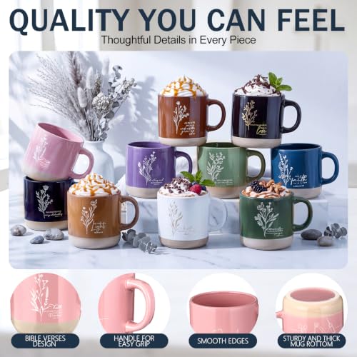 Didaey 10 Pcs Christian Gifts Bulk for Women, Religious Bible Verse Mugs - color: Bright Color