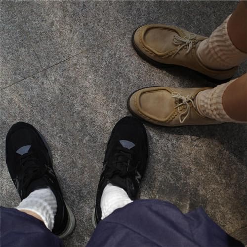 DAUCO 4 Pairs 98% Cotton Socks for Men Women Crew Seamless Fall Slouchy Socks - color: 4 Pairs - White1, size: 5-10