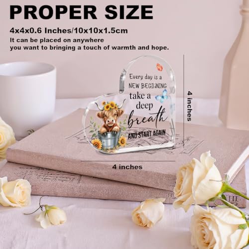 Motivational Gifts for Women Highland Cow Gifts for Women Friends Sister - color: New start