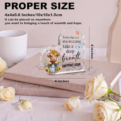 Motivational Gifts for Women Highland Cow Gifts for Women Friends Sister - color: New start