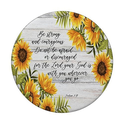 Joshua 1 9 Christian Bible Verse Sunflower Scripture Quote PopSockets Adhesive PopGrip - style: Adhesive PopGrip