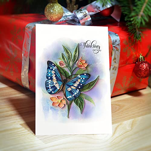 Thinking of You Butterfly Card, 5in x 7in, Blank Inside, Envelope Included, Perfect for Birthdays, Thank You, Anniversaries - color: Butterfly Thinking Of You