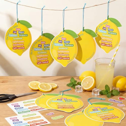 Gueevin 36 Sets Religious Fruit of the Spirit Sign Craft Kit Christian Cards with Stickers Inspirational Crafts for Sunday Events Crafting DIY Activities Church Events Religious Education