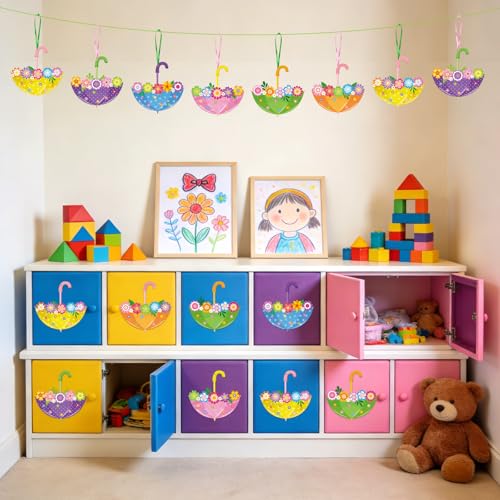 PAIVSUN 24Pcs Spring Crafts Kits Make You Own Umbrella Paper Ornament - style: Spring Umbrella
