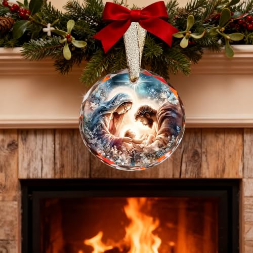 Nativity Ornaments for Christmas Tree - Oh Holy Night Nativity Scene Christian Jesus Religious Christmas Ornaments - color: Blgs005