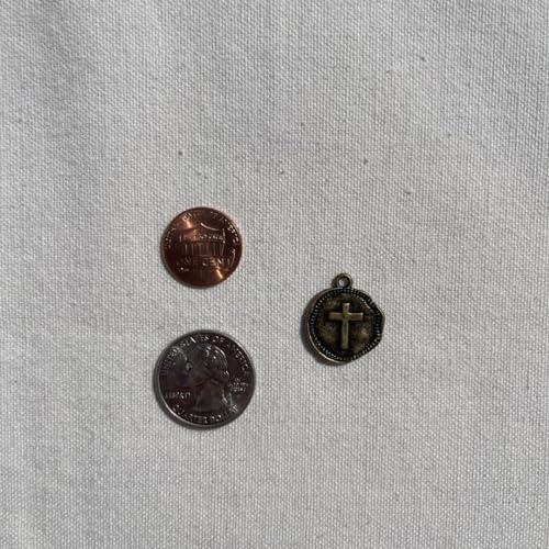 Cross Necklace Mens - Men Cross Coin, Religious Pendant, Medallion Necklaces, Christmas Gift, Catholic Pendant, Christian Charms, Women Gifts to Husband, Cute Crosses - color: Antique Gold, style: Black Leather