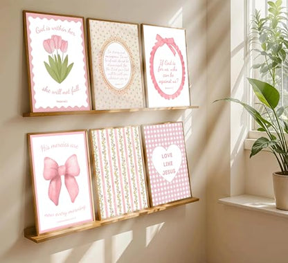 6Pcs Pink Bible Verses Wall Art Christian Floral Pictures 12x16in Unframed - color: Pink Poster, size: 16L"X12W"