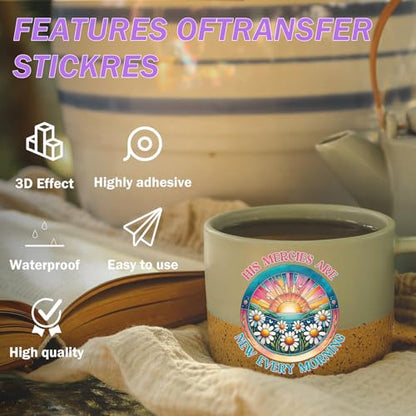 Bible Verse UV DTF Decals - 24 Sheets Christian Affirmation Motivational Quotes Uvdtf Tumbler Wraps for 16 oz Glass Coffee Cups, God is My Refuge Transfer Stickers DIY Mugs Craft Decor Gift for Mom - style: Christianity