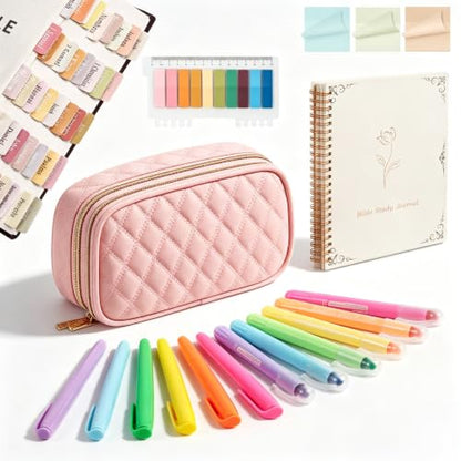 BellaHold Bible Journaling Kit for Women, Bible Study Supplies with Tabs - color: Pink