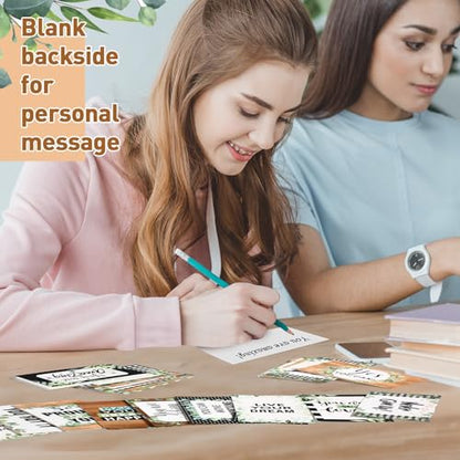 Outus 120 Pcs Motivational Encouragement Inspirational Card Boho Rainbow - style: Eucalyptus Leaf