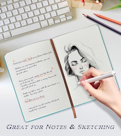 Biuwory Dotted Journal Notebook, 140 Dot Grid Pages, Medium 5.7"×8.3" - color: Blue, size: Dotted-140 Pages (5.7"×8.3")