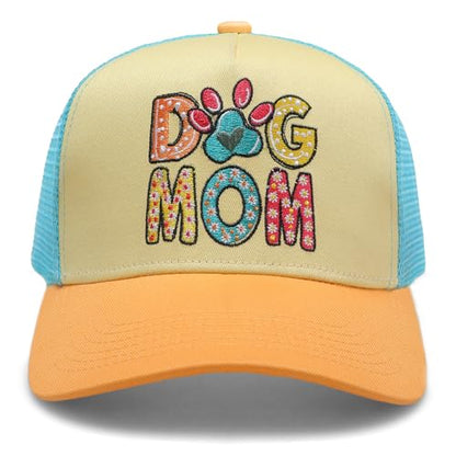 Embroidered Baseball Cap for Women - 2025 Trendy hat Adjustable Breathable Summer Beach Hat Christmas - color: Dog Mom