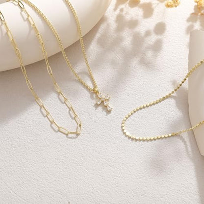 Cross Necklace for Women, Dainty 14K Gold Plated Cross Pendant Simple Long Necklaces for Women, Christian Faith Necklace Trendy Gold Jewelry Gifts for Easter - color: 3 layer zircon cross necklace