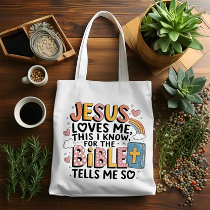 VICBOU Bible Verse Canvas Tote Bag Religious Christian Gifts for Women Men Faith Canvas Tote Reusable Grocery Bag - color: Jesusbible