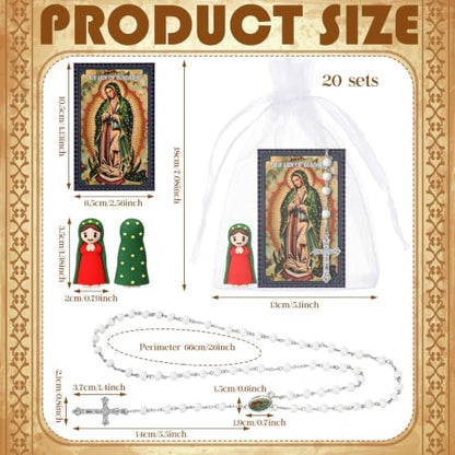 80 Pcs Guadalupe Figurines White Mary Rosary Baptism Favor Set - color: White, size: Mary