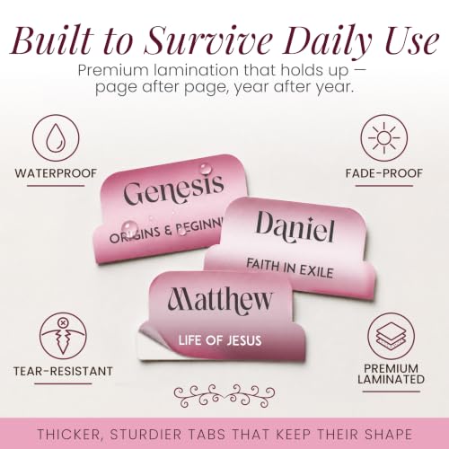 90 Christian Bible Tabs for Women, Men, and Kids - Pink Gradient - color: Pink Gradient