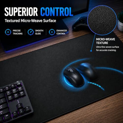 KTRIO Large Gaming Mouse Pad Desk Mat for Gamer, 31.5" x 11.8", Black, XL - color: Black Stealth, size: 31.5l X 11.8w Inches