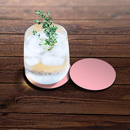 , Solid Light Pink Design Absorbent ROUND Fabric Felt Neoprene Car Coasters for Drinks, 2pcs Set - color: Solid Light Pink
