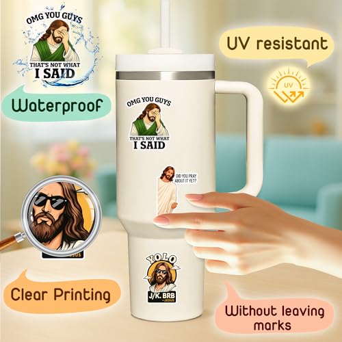 4 Pcs Christian Stickers Funny Jesus I Saw that Meme Quotes - color: I Saw That Stickers