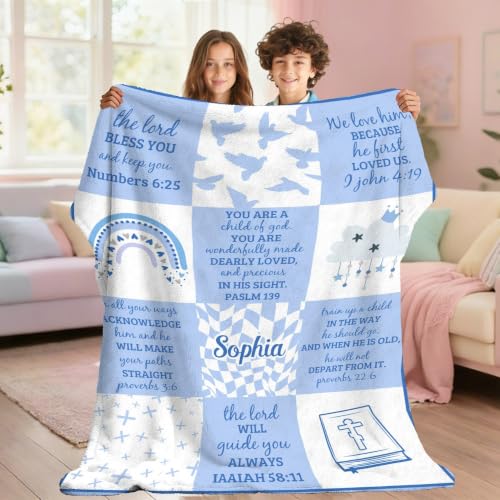 Personalized Baby Blankets with Name Christian Baby Gifts Cute Blanket - color: Color B