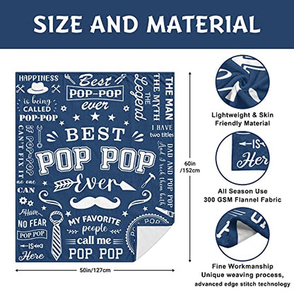Lcobion Pop Pop Gifts, Gifts for Pop, Grandpa/Pop Pop Blanket 50" X 60" - color: Pop Pop Gifts, size: 60"*50"