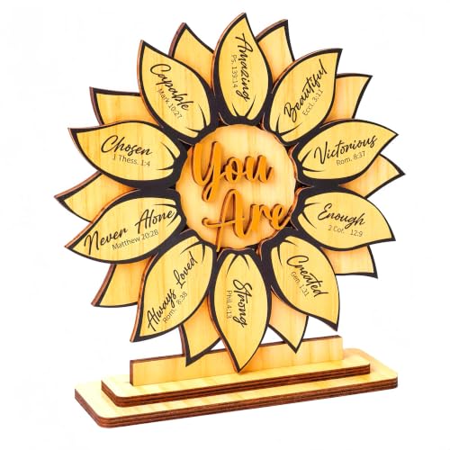 Christian Sunflower Gifts for Women, Wooden Bible Verse Desk Decor - color: Sunflower Plaque