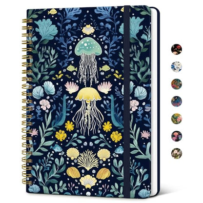 Taja Lined Spiral Journal for Women, A5 Cute Hardcover Notebook for Work - color: Y-Jellyfish Drift