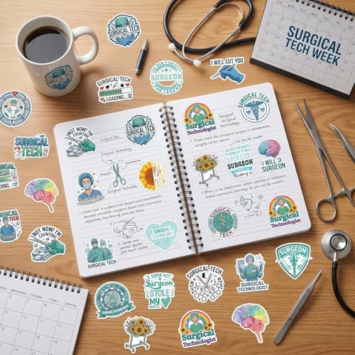 100 Pcs Surgical Tech Stickers Surgical Technologist Gifts - style: Surgical Tech