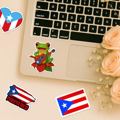 4 Pcs Puerto Rico Stickers - Waterproof Vinyl Puerto Rican Flag Decals - color: Puerto Rico Sticker