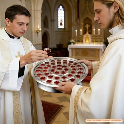 Stainless Steel Communion Tray with Lid - 40 Holes Church Communion Supplies Set, Stackable Worship Tray for Church Services, Weddings & Gatherings (Silver, Cups Not Included) - color: Silver Communion Tray