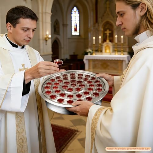 Stainless Steel Communion Tray with Lid - 40 Holes Church Communion Supplies Set, Stackable Worship Tray for Church Services, Weddings & Gatherings (Silver, Cups Not Included) - color: Silver Communion Tray